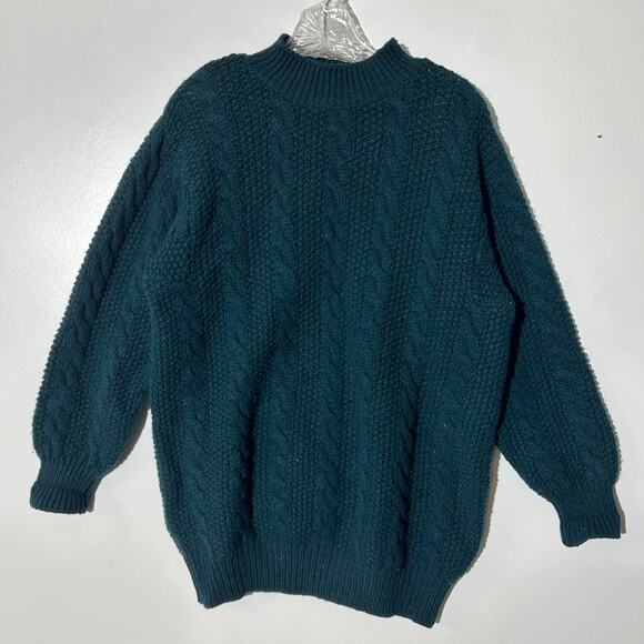 United Colors of Benetton Aqua Green Cable Knit Sweater Made in Italy Mens XXL - Picture 1 of 6